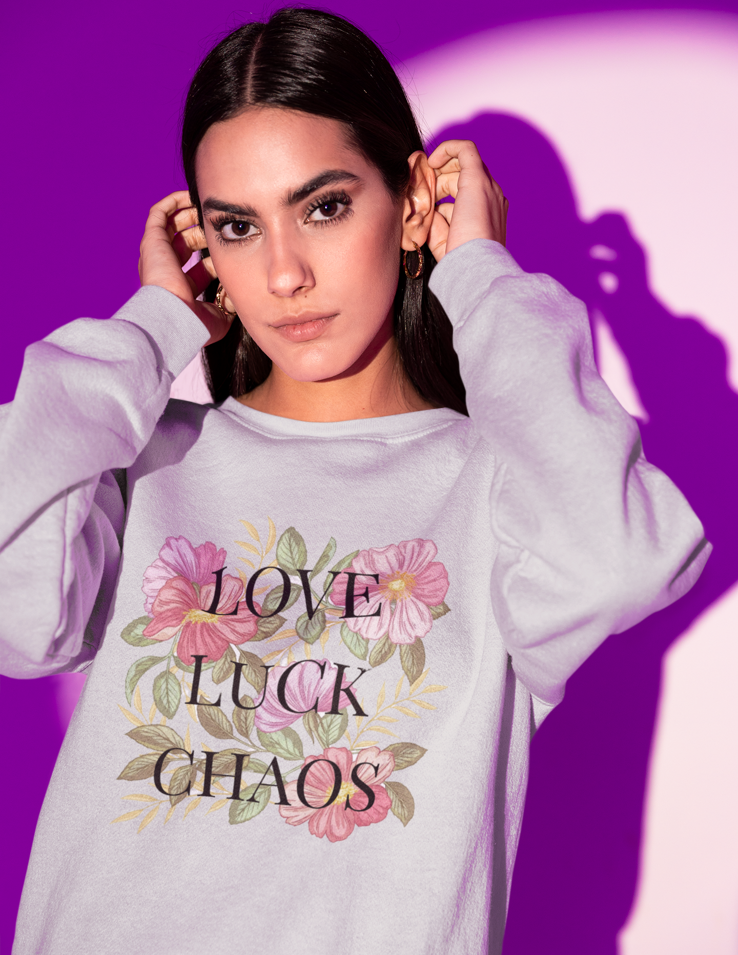 Floral Love Luck Chaos Crewneck Sweatshirt